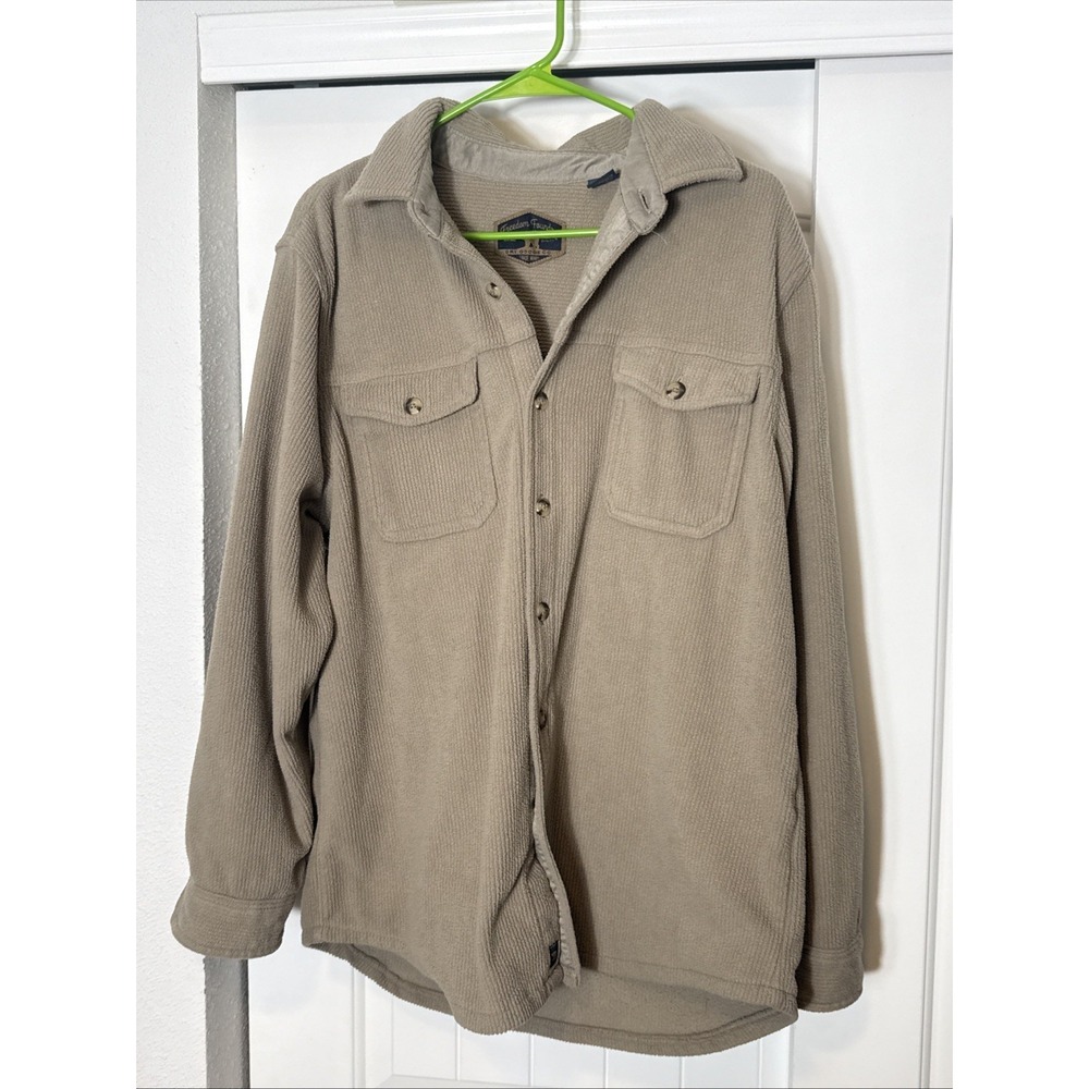 Freedom Foundry Beige Flannel Button Down Shirt Jacket Large